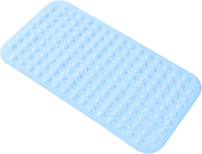 Anti-Slip Bathtub Shower mat, 27.5×14.5（Approximately 70×37cm） inch Soft Oversized Machine Washable Non-Slip Bathtub mat with Drainage Holes, Bathroom Floor Suction Cup.（1-Opaque Light Blue） by ERASILKEN-X