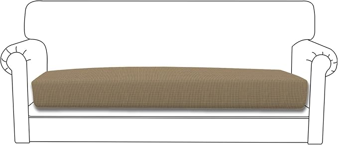 Easy-Going Stretch Cushion Cover Sofa Cushion Furniture Protector Sofa Seat Sofa slipcover Sofa Cover Soft Flexibility with Elastic Bottom(Oversized Sofa Cushion,Tan) by Easy-Going