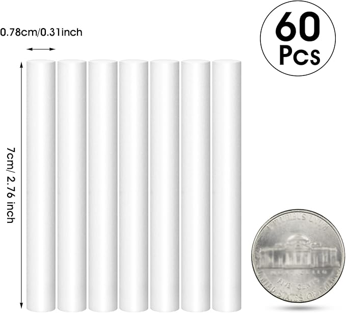 60 Pieces 2.75 X 0.31 Inch Car Diffuser Sponges Refill Sticks Humidifier Filter Replacement Wick Absorbent Sponge Sticks for Mini Car Office Bedroom Humidifier Ultrasonic Aroma Diffuser - Image 2