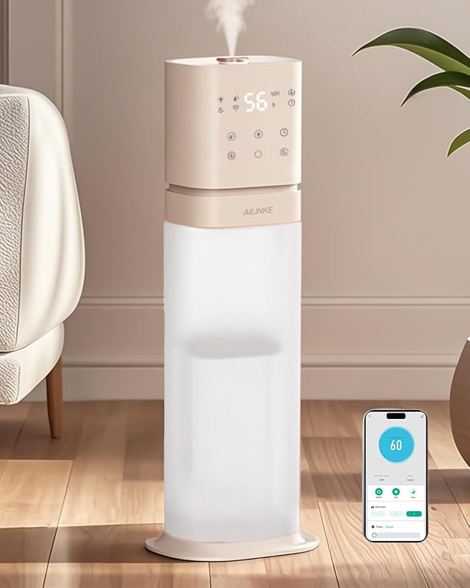Smart Humidifier Large Room, 2.1Gal/8L Humidifiers for Bedroom with Extended Tube&Night Light, Whole House Cool Mist Humidifiers, WIFI App&Voice Control, Home/Kids/Baby, Pale Pink by Humidifiersforbedroomlargeroom