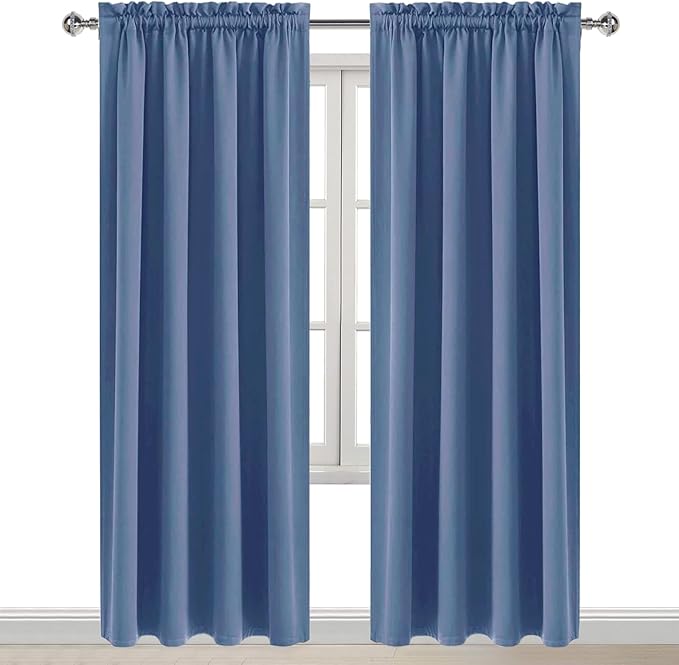 DWCN Blackout Curtains – Thermal Insulated, Energy Saving & Noise Reducing Bedroom and Living Room Curtains, Dusty Blue, W 52x L 84 Inch, Set of 2 Rod Pocket Curtain Panels - Image 9