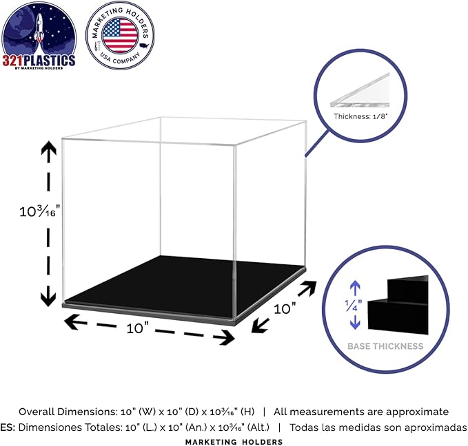 10" x 10" Clear Acrylic Display Box with Black Base Versatile Square Retail Product Riser or Merchandise Storage Bin by Marketing Holders - Image 6