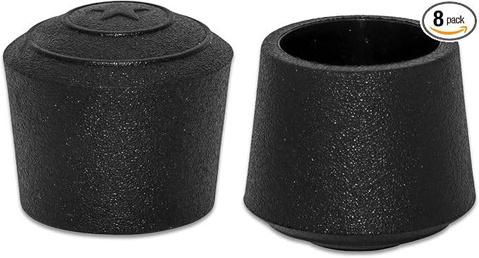 Flyshop 7/8", 22 mm, Patio Round Chair Leg Caps, Furniture Table Feet Covers Floor Protectors, Non-Marking Frosted Synthetic Rubber Legs Tips, 8 Pack, Black by Flyshop
