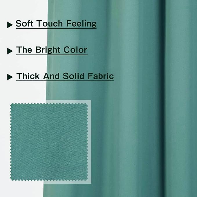 MYSKY HOME Teal Blackout Curtains 80 Inch Long for Living Room Bedroom Door Blue Closet Drapes Grommet Window Curtains Privacy Protect Room Darkening Single Panel Curtains, 52 x 80 Inch - Image 4
