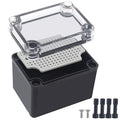 Junction Box,IP67 Waterproof ABS Black Project Box Clear Cover with Mounting Plate Electrical Box Enclosure for Outside Electronics 4.3 x 3.1 x 3.3inch(110x80x85mm) by Otdorpatio