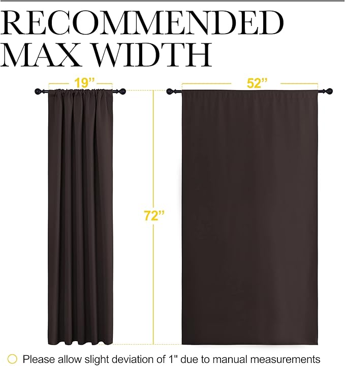 NICETOWN Blackout Curtain Panels 72 inches - Energy Saving Thermal Insulated Solid Rod Pocket Blackout Curtains for Bedroom (1 Pair, 52 inches by 72 Inch, Toffee Brown) - Image 7