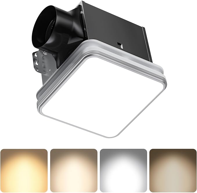 Consciot Bathroom Exhaust Fan with Light, 160 CFM, 1.0 Sone Super Quiet, Bathroom Ventilation Fan with 1500Lm LED Light Warm/Neutral/Cool White Selectable & Nightlight by Consciot