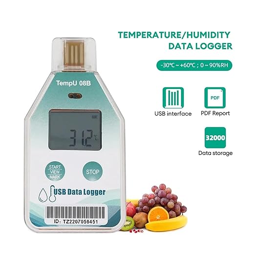 Disposable Temperature Humidity Data Logger with 32000 Point PDF Report for Cold Chain Transport(TempU08B,1pc) - Image 3