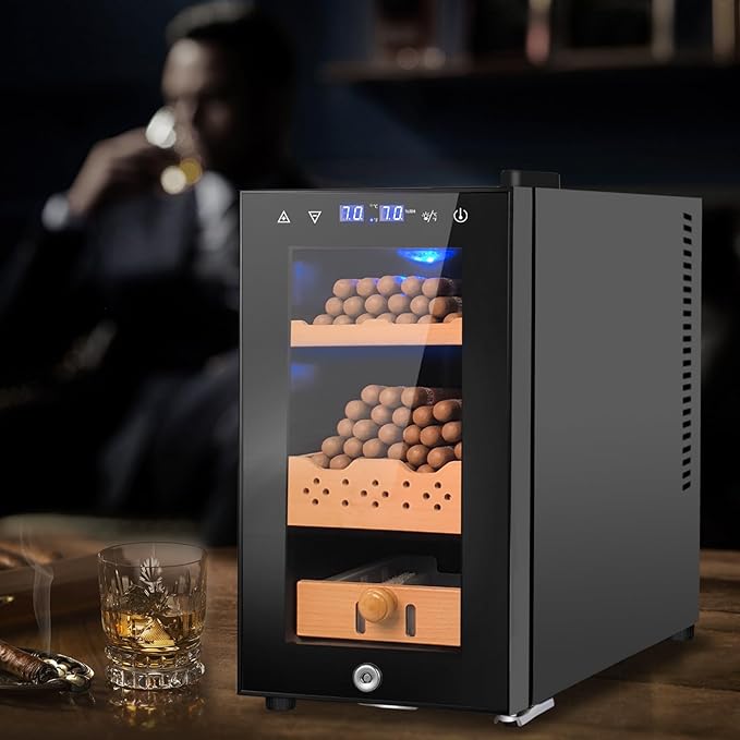 25L Cigar Electric Humidor, 200 Counts Large Capacity,Thermostatic Electric Cooler Cabinet with Digital LED Screen, Safety Lock,Smart Humidity & Temp Control, Gifts for Men - Image 6