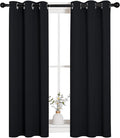 NICETOWN Living Room Blackout Curtains and Drapes, Black Solid Thermal Insulated Grommet Blackout Drapery Panels for Window (2 Panels, 29 inches Wide by 45 inches Long, Black) by NICETOWN