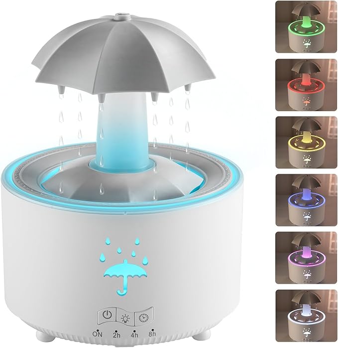 Aesthetic 2-in-1 Humidifier Oil Diffuser with 360° Rotating Raindrop & 7 LED Mood Lights,Ultrasonic Quiet Cool Mist Humidifier for up to 24 Hrs,Ideal Holiday Gifts for Home by AuraliBrite