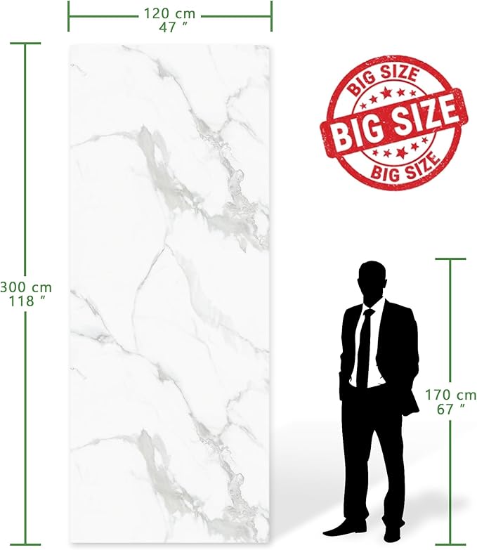 Marble Peel and Stick Waterproof Wall Paneling, 118" x 47" Carrara White Glossy Finish Self-Adhesive Backsplash Tile Vinyl Wall Panel for Kitchen Bathroom Wall Decor, Covers 38.75 Sq. Ft. - Image 2