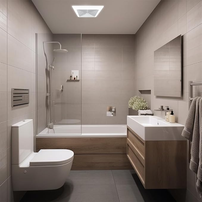 BV LED Bathroom Exhaust Fan With Light 90CFM - 0.8 Sones, Ultra Quiet, 800lm | Bathroom Vent Fan 3000K/4000K/5000K, Covers up to 80-90 Sq. Ft. | 4 Inch Duct Collar, Easy Install & Replace - Image 8