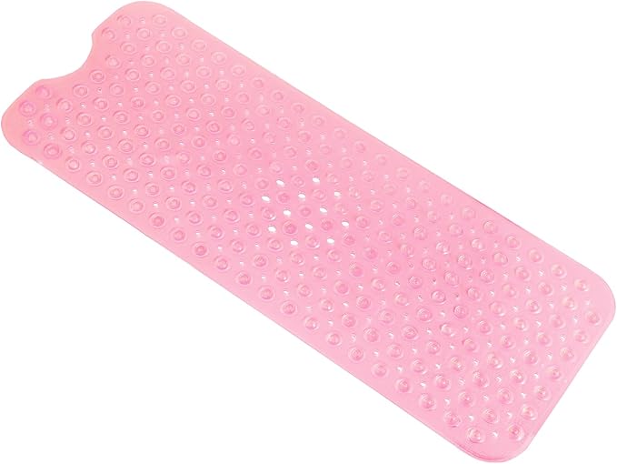 Anti-Slip Bathtub Shower mat, 39.3×15.7 inch（Approximately 100 × 40cm） Soft Oversized Machine Washable Non-Slip Bathtub mat with Drainage Holes, Bathroom Floor Suction Cup.（1-Clear Pink） by ERASILKEN-X