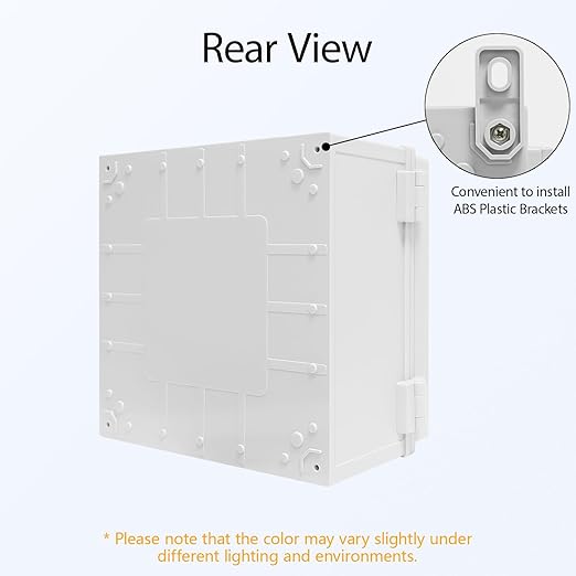 Junction Box IP65 Waterproof Dustproof ABS Plastic Enclosure, Outdoor and Indoor Project Box Hinged Cover with Mounting Plate Wall Brackets Outer Dimension 11.8"x 11.8" x 7.1", Grey… - Image 5