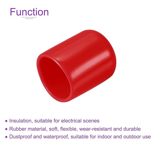 DMiotech 20 Pack 1/2" ID Red Screw Thread Protectors Rubber End Caps Bolt Covers for Screw Bolt Furniture Pipe - Image 5