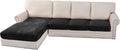 H.VERSAILTEX Velvet Stretch Sectional Couch Covers 4 Pieces Sofa Seat Cushion Covers L Shape Separate Cushion Couch Chaise Cover for Both Left/Right Couch (Large Sofa 3 Seater + 1 Chaise, Black) by HVERSAILTEX