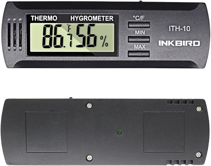 Inkbird ITH10 Digital Thermometer & Hygrometer, Black, Wall Mount, DC 3V, for Greenhouse Indoor Use Temperature & Humidity Monitor with Min/Max Memory - Image 9