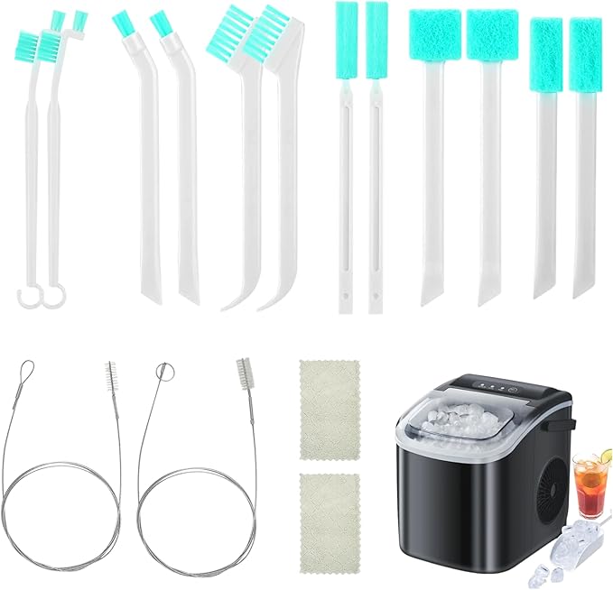 16 Pcs Ice Maker Machine Cleaning Brush Set Tools for Housekeeping, Humidifier Cleaning Brush, 2 Pcs 55 in Pipe Brushes Nylon Bristles with 12 Professional Crevice Clean Brushes for Household by YONHTUTU