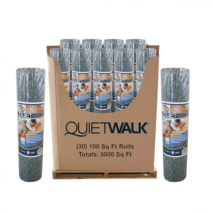 QuietWalk Pallet Laminate and Floating Wood Flooring Underlayment with Attached Vapor Barrier- Sound Reduction, Compression Resistant, Moisture Protection Covers 3000 sq ft-30 Rolls@100sf QW100B1LTPLT by MPGlobalProducts