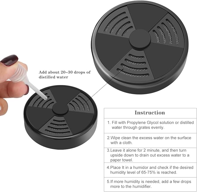 TISFA Cigar Humidifier, Adjustable Cigar humidor humidifiers, Black Round Humidor Humidifier - Image 4