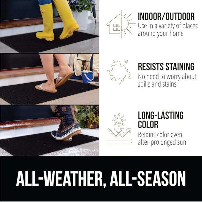 GORILLA GRIP Front Door Mat, 35x23, Indoor Outdoor Ultra Absorbent HydroAbsorb Doormat, Absorbs Up to 5.7 Cups of Water, Stain and Fade Resistant, Rubber Backing Doormats, Captures Dirt, Black - Image 5