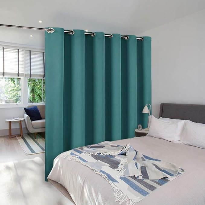 NICETOWN Room Divider Curtain Screen Partitions, Blackout Curtain for Patio Sliding Glass Door, Premium Heavyweight Blackout Curtain Panel for Shelves (Sea Teal, 1 Panel, 10ft Wide x 8ft Long) by NICETOWN