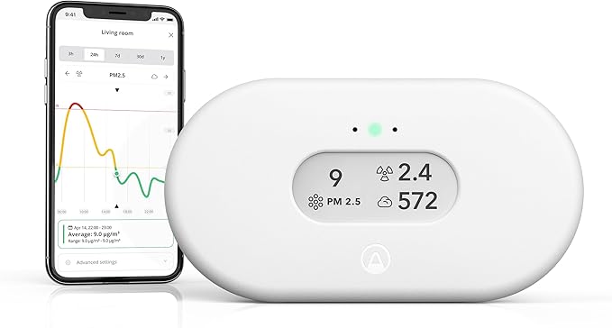 Airthings 2960 View Plus - Battery Powered Radon & Air Quality Monitor (PM, CO2, VOC, Humidity, Temp, Pressure) by Airthings