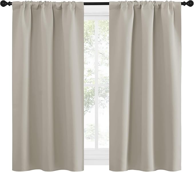 NICETOWN Blackout Curtains for Living Curtains, Room Darkening Window Curtain Panels, Easy-Care Solid Thermal Insulated Draperies/Drapes for Daughter Room (Natural, 2 Panels, 29 by 50) - Image 2