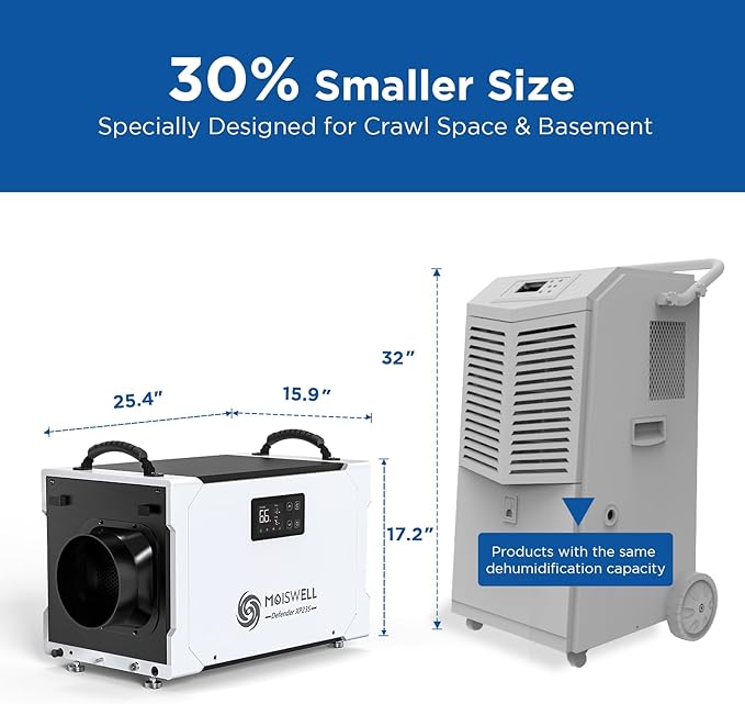 235 Pints Commercial Dehumidifier with Pump and Drain Hose, Crawl Space dehumidifier Basement, Industry Water Damage Unit, 100 PPD at AHAM, Ideal for Industrial and Job Sites - Image 8