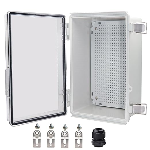 Waterproof Electrical Box, IP67 Junction Box Stainless Steel Latch Hinged Clear Cover Project Enclosure with Wall Bracket 11.8" x 7.87" x 5" by YETLEBOX