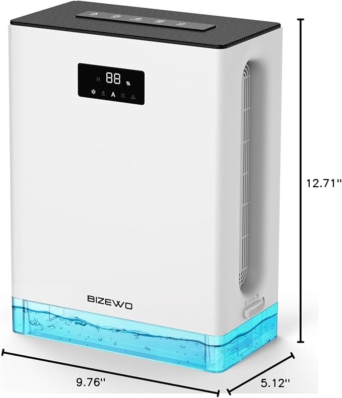 BIZEWO Dehumidifier for Home, (980 sq.ft) Queit Dehumidifiers for Bathroom, Basement, RV with 101 oz Water Tank, 2 Modes, Auto Defrost, Auto Shut Off, Timers, 7 Colors Ambient Light - Image 9