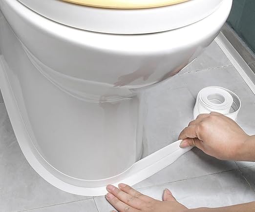 White Caulk Tape Waterproof Self Adhesive, Toilet & Bathtub Sealant Strip, Peel & Stick Caulking Tape for Floor Tile Corner Trim & Shower, Bathroom Accessories, Better Than Silicone Caulk by Unknown