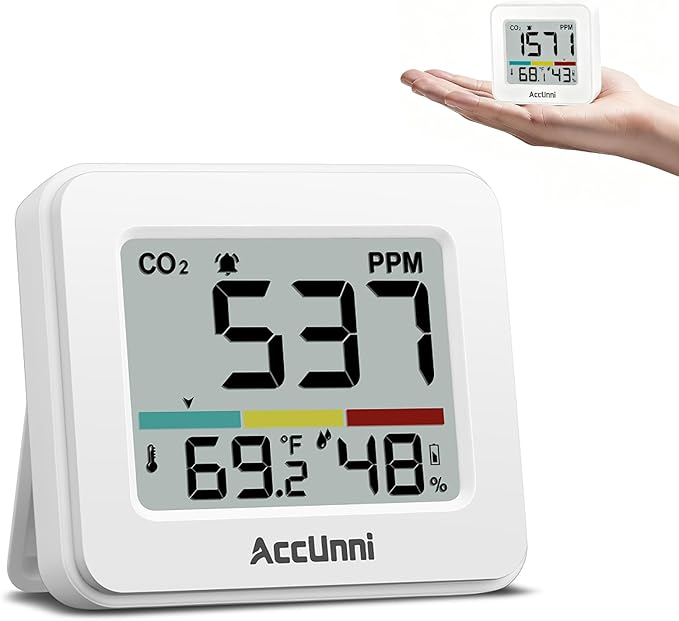 CO2 Monitor Air Quality Monitor Indoor Battery Powered, Carbon Dioxide Detector, Portable Temperature Humidity Meter, CO2 Alarm for Home, Hotel, Cars, Office or School - Image 8