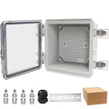 Waterproof Electrical Box, IP67 Junction Box Stainless Steel Latch Hinged Clear Cover Project Enclosure with Wall Bracket 5.9"x5.9"x3.5" by YETLEBOX