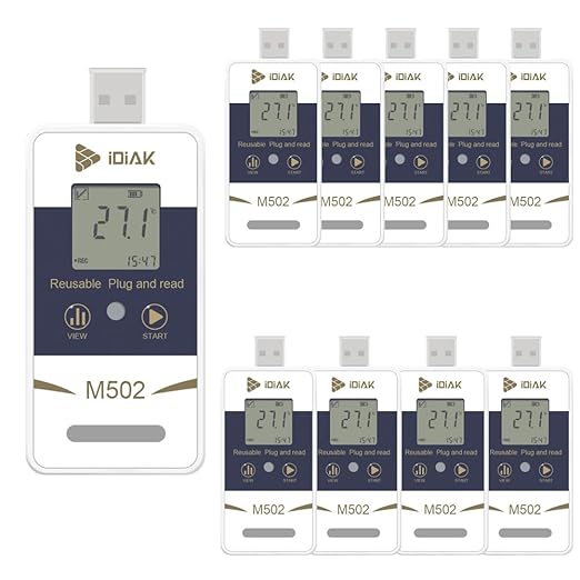 M502 Temperature Data Logger USB Temp/Humidity Recorder with PDF and Excel (Reusable) Refrigerator Thermometer 14400 Points High Accuracy (no delay - 10 Pack) by Unknown