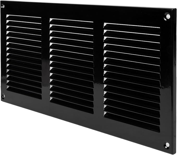 Vent Systems 12'' x 6'' Inch (Overall Dimensions) Black Metal Vent Duct Cover - 2 Pack - Louvered Rectangular Return Grill with Built in Mesh Screen - HVAC Ventilation Grille for Home Improvement - Image 7