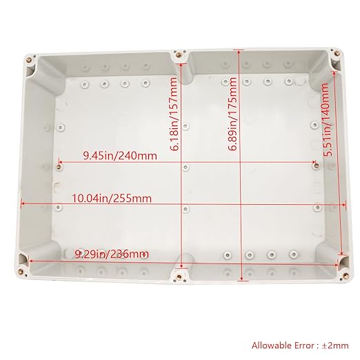 Project Box IP65 Waterproof Junction Box ABS Plastic Electrical Boxes DIY Electronic Project Case Power Enclosure White 10.35x7.17x3.74 inch (263 x 182 x95 mm) - Image 3