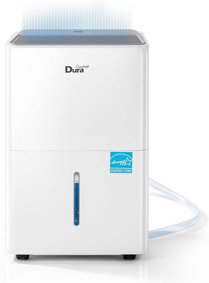 DuraComfort Dehumidifier for Basement up to 2,500 Sq Ft, 2025 Energy Star, Max to 35 Pints/Day Quiet Dehumidifier with Drain Hose, Smart Humidistat & Timer for Home, Bedroom & Bathroom by DuraComfort