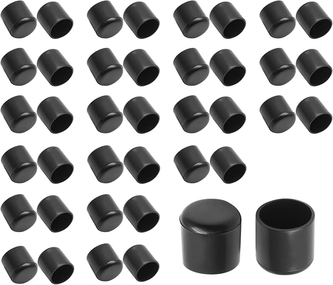 40 Pcs Round Rubber Furniture Leg Caps, 3/4"(19mm) Vinyl Flexible Chair Leg Floor Protectors/Covers Plastic End Caps for Patio/Indoor Furniture Leg Caps Railing (Black) by Bonsicoky