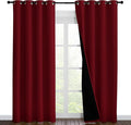 NICETOWN 100% Blackout Curtains with Black Liner Backing, Thermal Insulated Curtains for Living Room, Noise Reducing Drapes for Christmas, Burgundy Red, 55 inches x 86 inches Per Panel, Set of 2 by NICETOWN