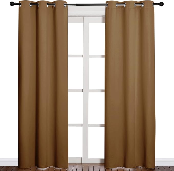 NICETOWN Sleek Blackout Curtains 84 inches Length for Windows, Noise Reducing and Block Draft Panels for Door Doorway Laundry Office Luxury Decor Theme (2 Panels, Gold Brown, W42 x L84 -Inch) - Image 2