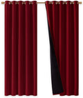 NICETOWN 100% Blackout Curtains with Black Liner Backing, Thermal Insulated Curtains for Living Room, Noise Reducing Drapes for Christmas, Burgundy Red, 70 inches x 84 inches Per Panel, Set of 2 by NICETOWN