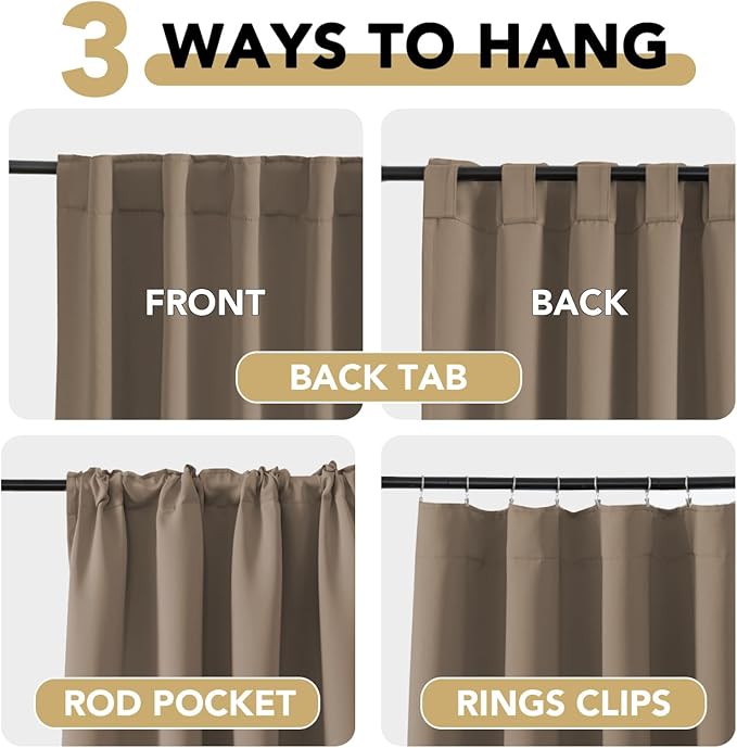 H.VERSAILTEX Blackout Curtains Thermal Insulated Window Treatment Panels Room Darkening Blackout Drapes for Living Room Back Tab/Rod Pocket Bedroom Draperies (2 Panels, Macchiato, 52 x 84 Inch) - Image 4