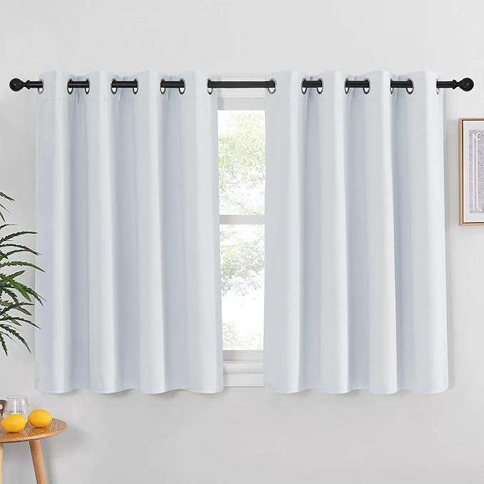 NICETOWN Greyish White Room Darkening Curtain - Window Treatment Thermal Insulated Grommet Room Darkening Curtain/Panel for Bedroom (1 Panel, 52 by 54, Greyish White) - Image 2