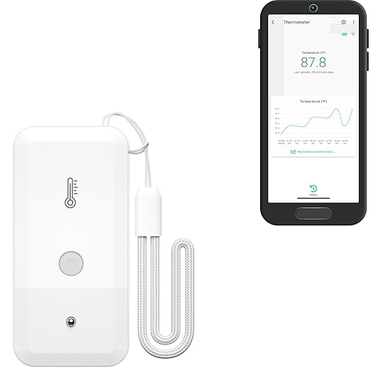YoLink Smart Wireless Thermometer, Wide Temp Range for Freezer, Fridge, Green House, Pet Cage, App, Emails, Text/SMS alerts, up to 5 Years Battery Life- Hub Required by YoLink
