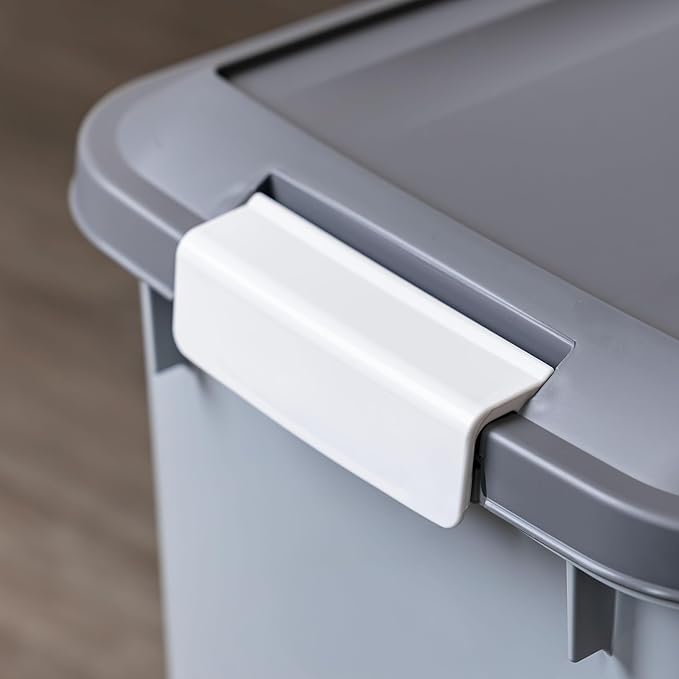 IRIS USA Dog Food Storage Container with Wheels, Airtight Lid, 2-Cup Scoop, Up to 30 Pounds Pet Food Storage, Built in Scoop Storage in Lid, Pet Food Bin, Portable, BPA Free, 2 Pack, Gray/Dark Gray - Image 6