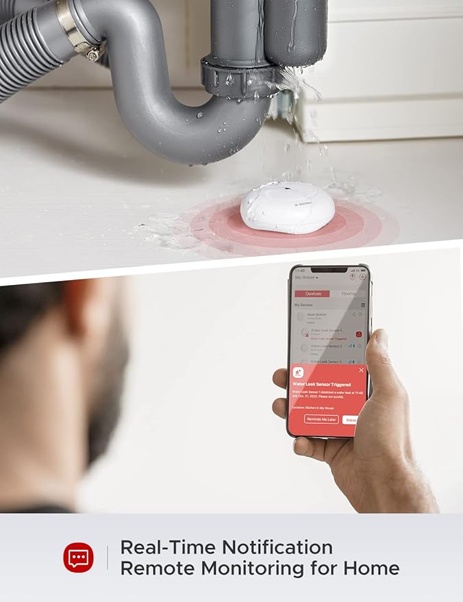 X-Sense Smart Water Leak Detector, Wi-Fi Water Sensor, an Accessory for SWS54 Water Sensor Kit, Single Pack, Model SWS51, 3-Pack - Image 3