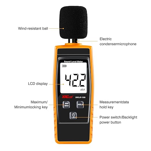 Decibel Meter Sound Level Reader 30-130dB(A), Hand-held Sound Noise Meter with Backlight Alarm, Digital Noise Meter Decibel Monitoring Tester Calibrated Audio Noise Volume Measuring Instrument - Image 3