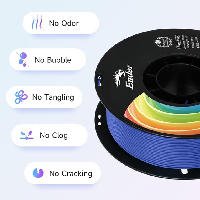 Creality 3D Printer Filament, PLA Plus Filament 1.75mm Rainbow, PLA Pro Toughness Upgraded Dimensional Accuracy +/- 0.03mm, 1KG Spool(2.2lbs) Ender PLA+ Filament for Most 3D Printer - Image 3